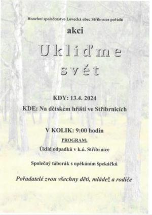 Ukliďme svět - úklid obce Stříbrnice 13.4.2024